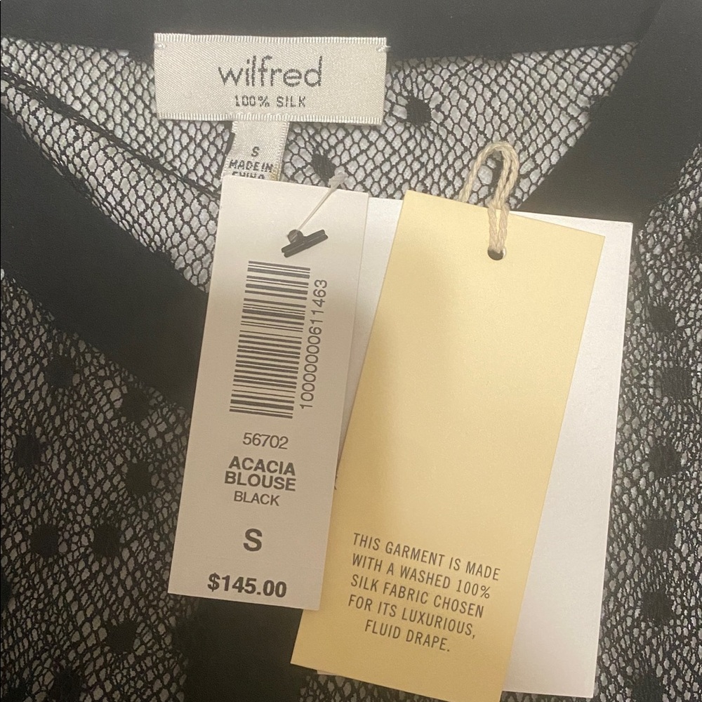 Aritzia Wilfred Acacia Silk Mesh Sheer Blouse - Picture 2 of 2